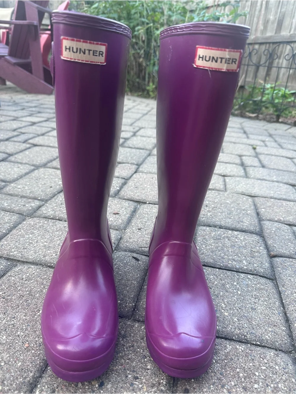 Hunter Women's  Plum Knee-High Rain Boots FAIR condition.